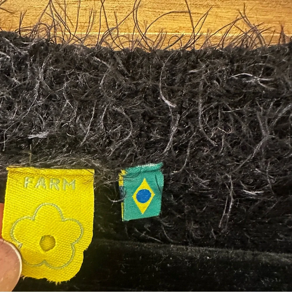 Rare Farm Rio Fuzzy Sweater Dress Bird Print in black size S - Picture 3 of 4